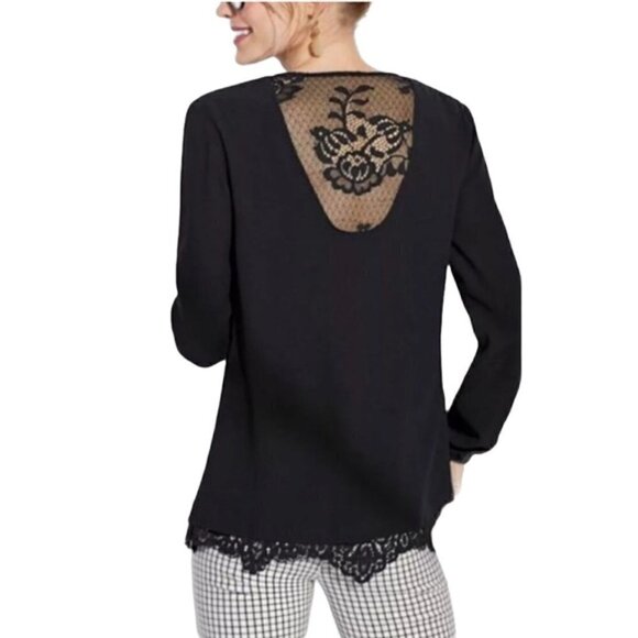 Cabi Black Tempest Lace Long Sleeve Blouse XS #3331 - Picture 1 of 4